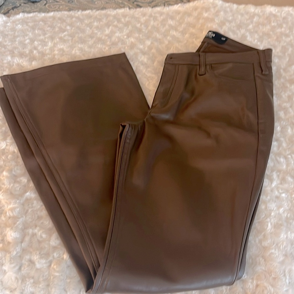 Hollister brown faux leather flare jeans